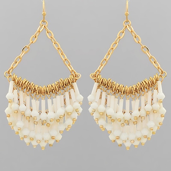 Glass Tassel Chain Chandeliers Earrings - Picture 2 of 2